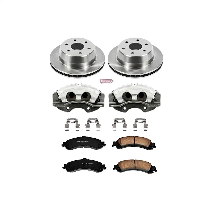 Power Stop Rear Brake Kit with Calipers for Cadillac Escalade/ESV/EXT, Chevrolet Avalanche/Silverado/Suburban, GMC Sierra, and Tahoe - KCOE2046