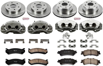 Power Stop Front & Rear Stock Replacement Brake Pad and Rotor Kit with Calipers - KCOE2015