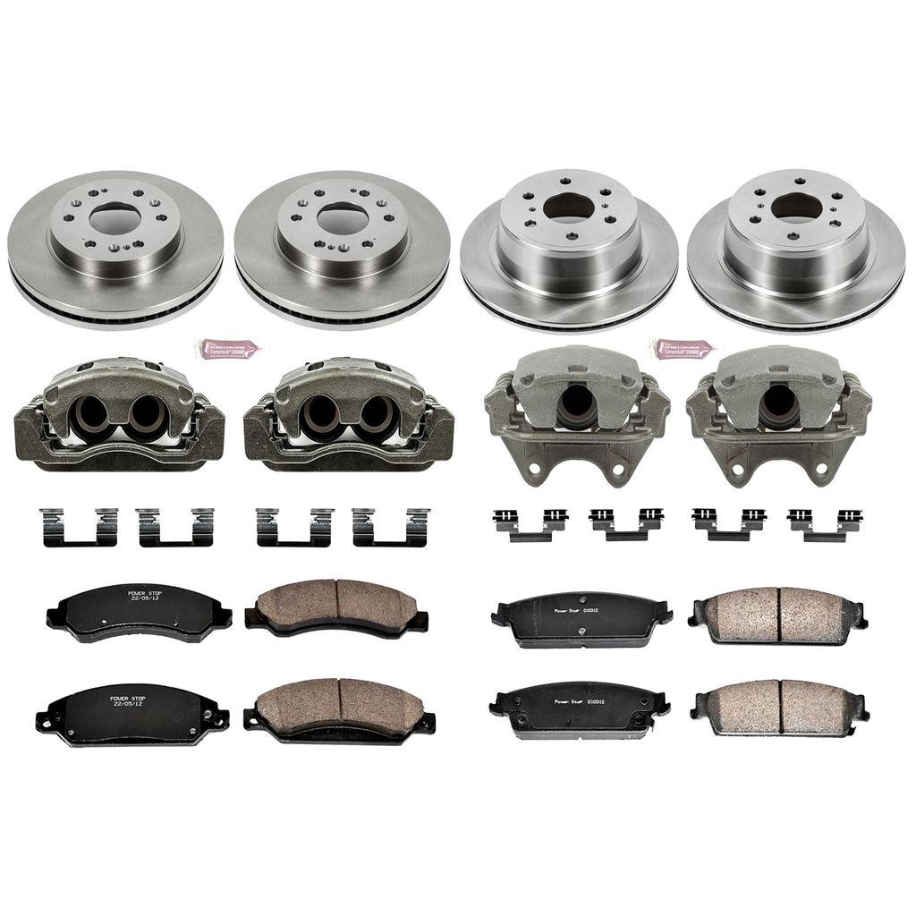 PowerStop KCOE2068 - OE Stock Replacement Brake Pad, Rotor and Caliper Kit