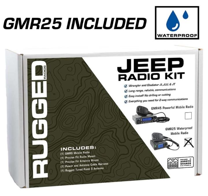 Rugged Radios JP1 Jeep GMRS Radio Kit – GMR25 Waterproof Mobile | RRPJP1-GMR25